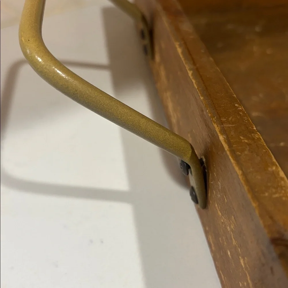 Magnolia Rustic Brown Vanity Tray with Gold Handles